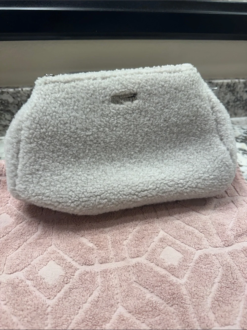 Dr. Barbara Sturm Gray Sherpa Zip Cosmetic Pouch